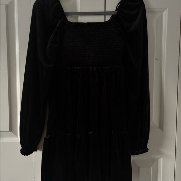 Black Velvet Smocked Babydoll Dress - Picture 11 of 13